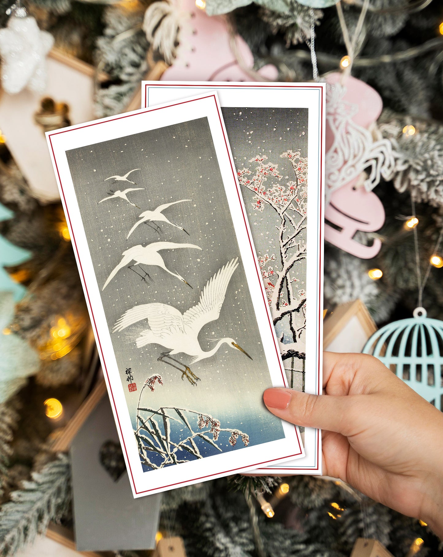 Set of 10 Japanese Ukiyo-e Greeting Cards – Long Format Christmas & New Year
