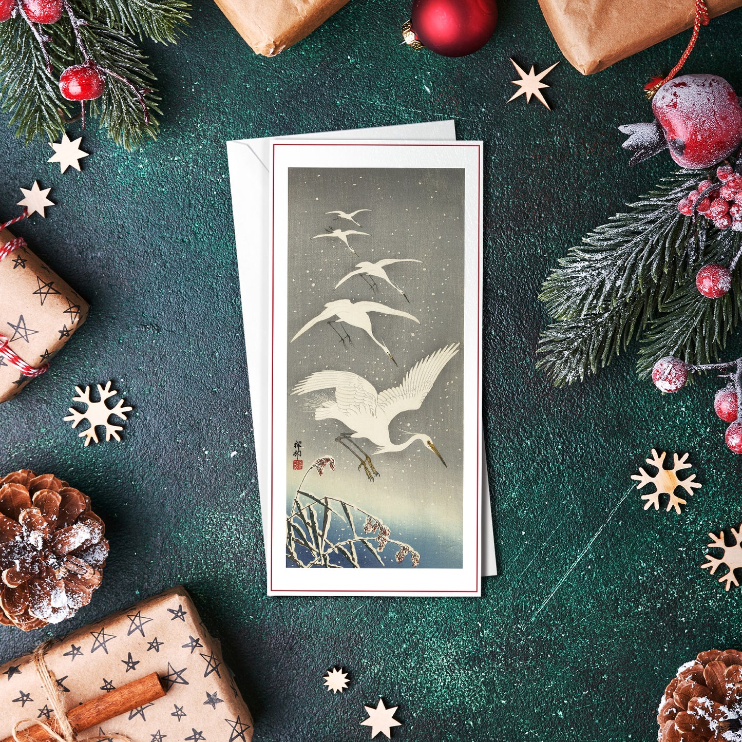 Set of 10 Japanese Ukiyo-e Greeting Cards – Long Format Christmas & New Year
