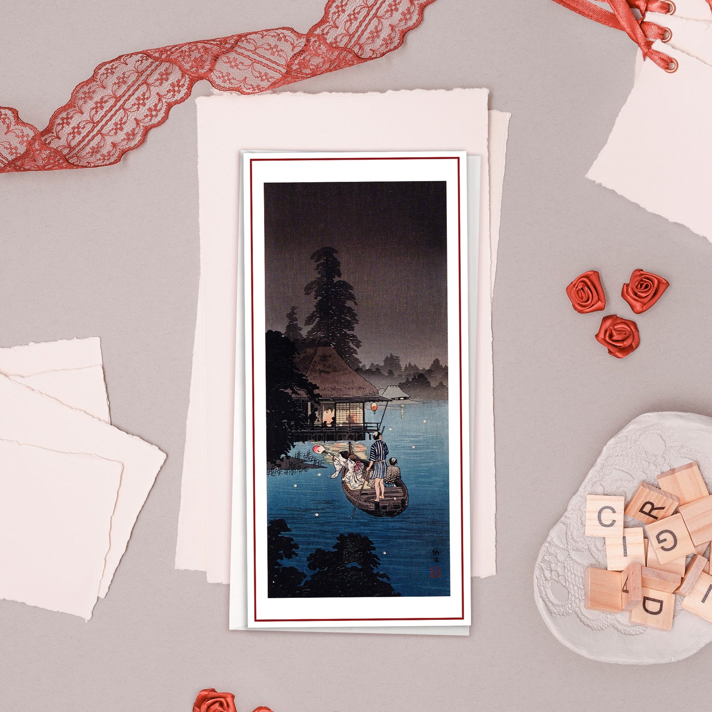 Japanese Ukiyo-e Art Greeting Cards – Luxury Tall Set of 5 | Birthday & All Occasion