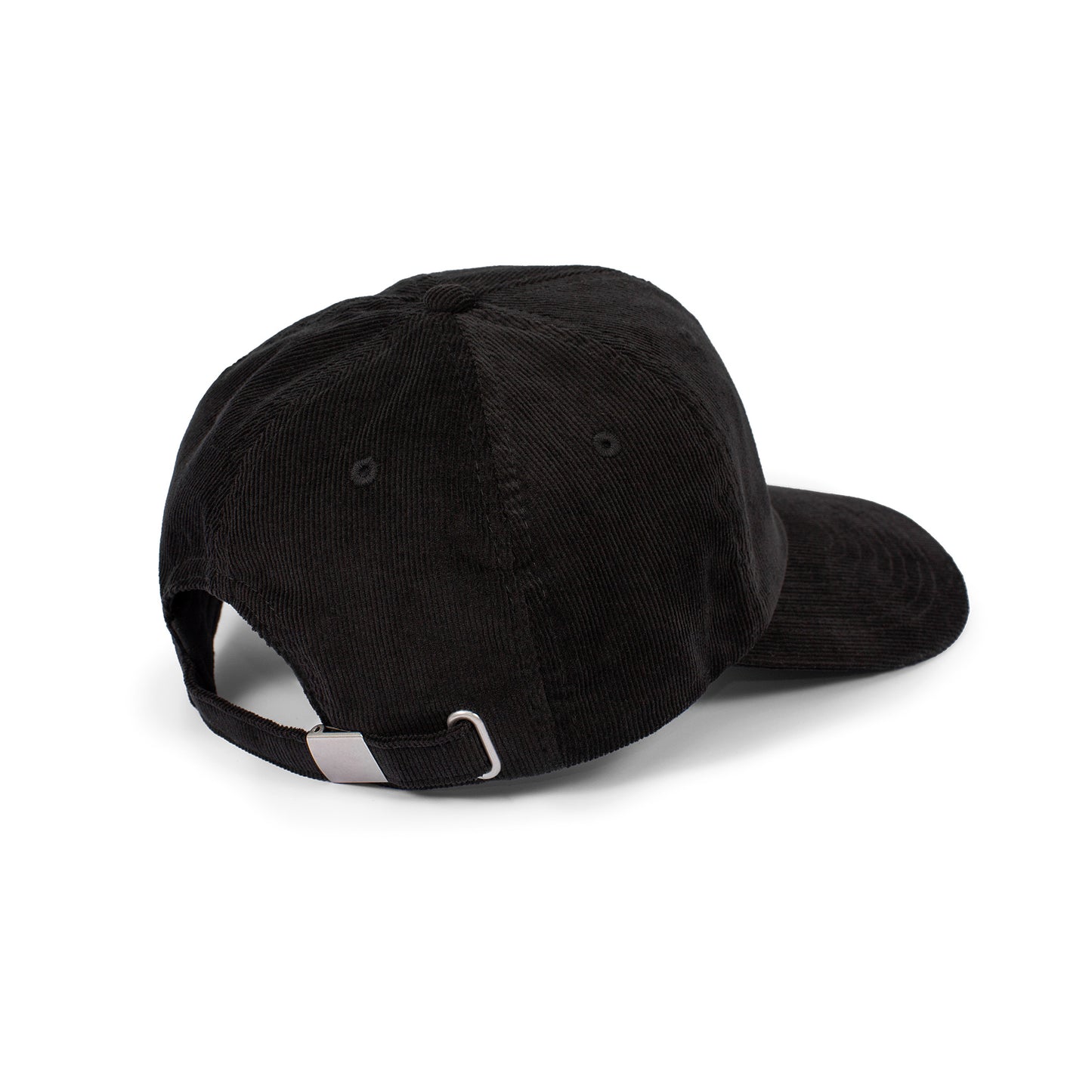Japanese Style Cord Baseball Cap with Wooden Detail - Black