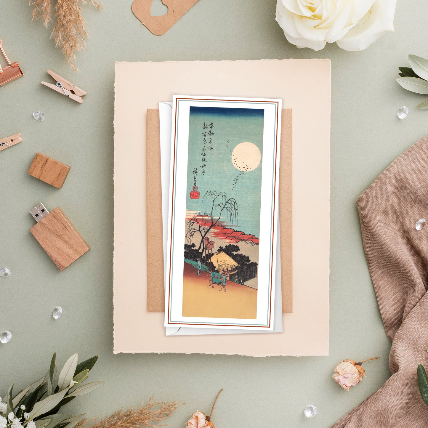 Japanese Ukiyo-e Art Greeting Cards – Luxury Tall Set of 5 | Birthday & All Occasion