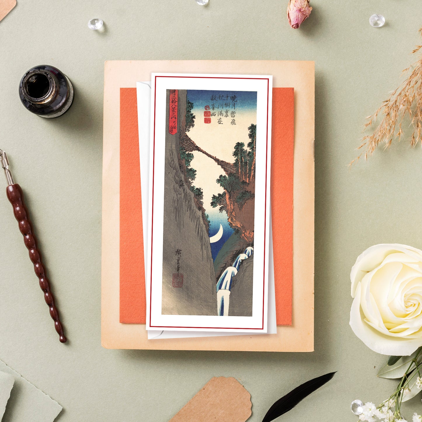 Set of 10 Japanese Ukiyo-e Greeting Cards – Long Format for Birthday, Anniversary & More