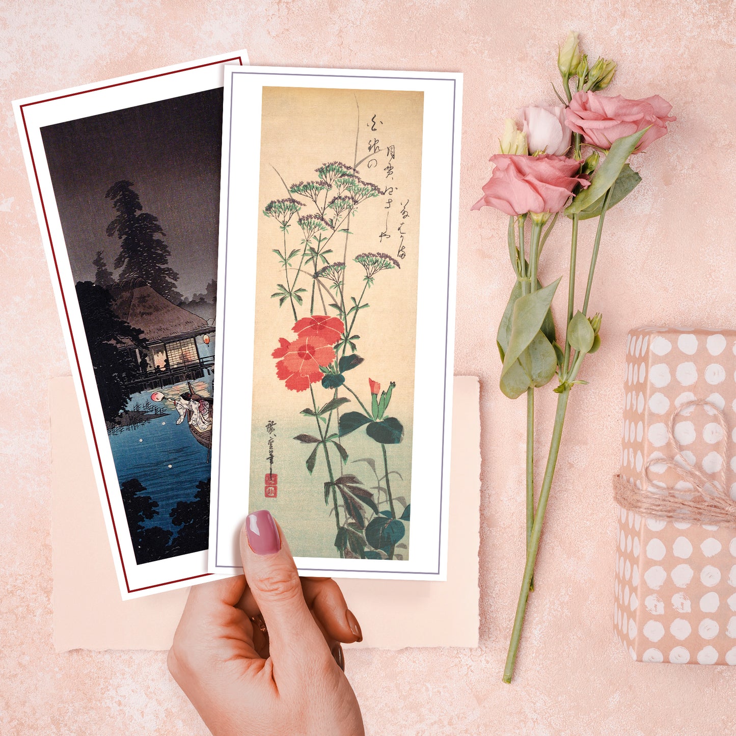 Set of 10 Japanese Ukiyo-e Greeting Cards – Long Format for Birthday, Anniversary & More