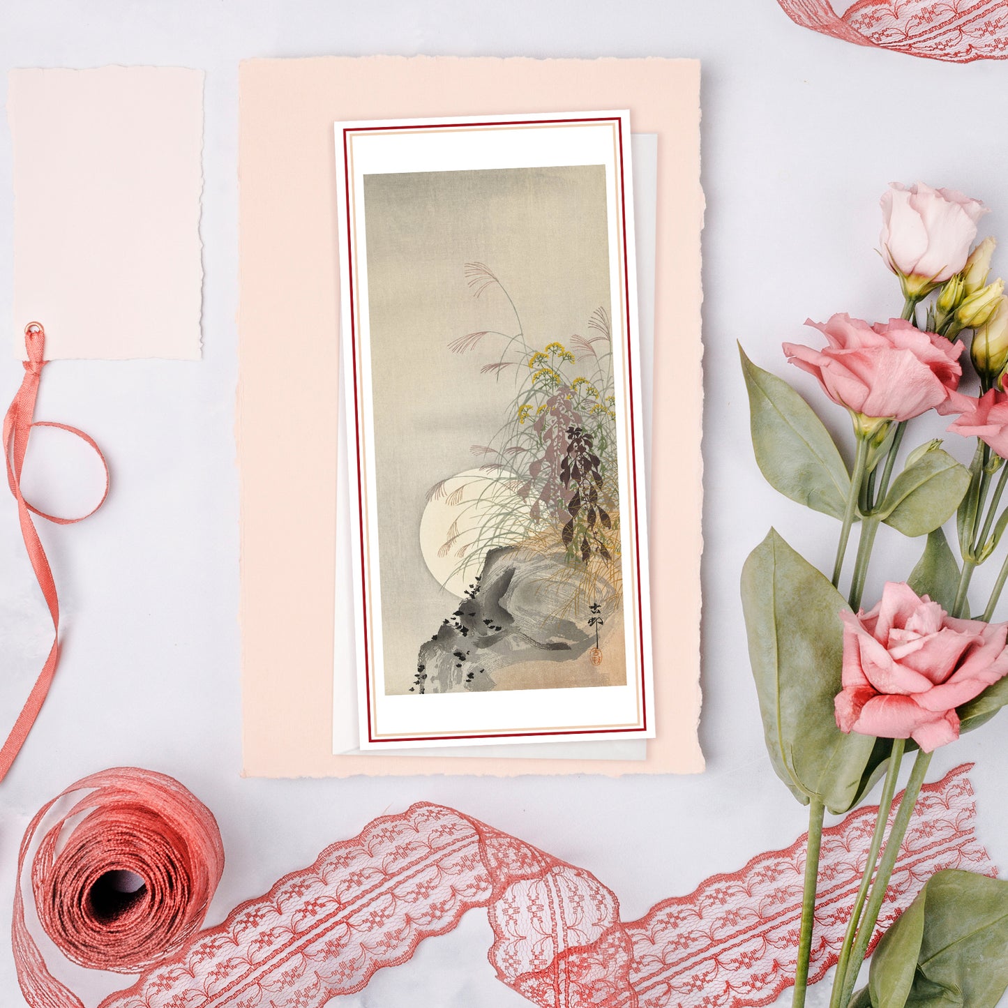Japanese Ukiyo-e Art Greeting Cards – Luxury Tall Set of 5 | Birthday & All Occasion
