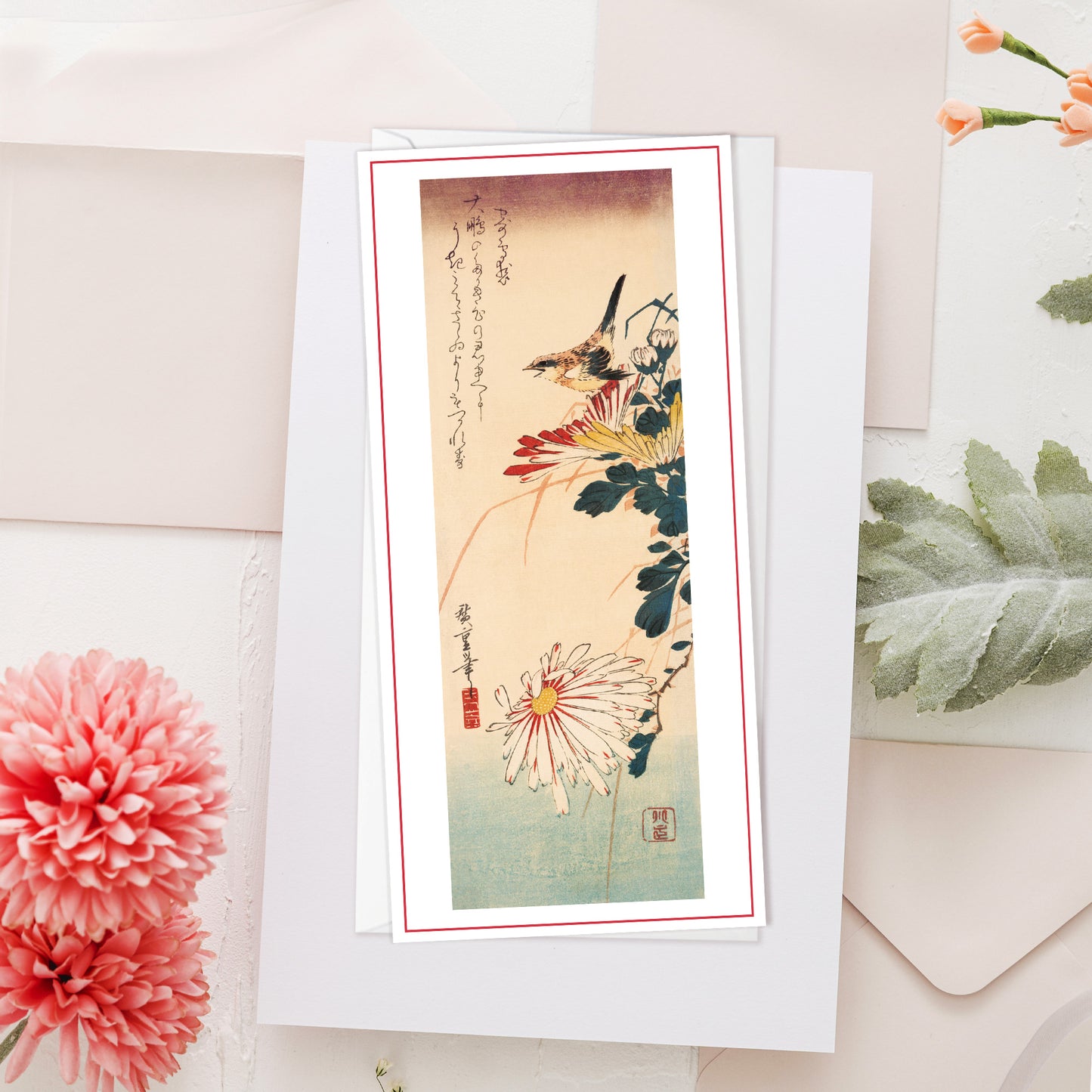 Set of 10 Japanese Ukiyo-e Greeting Cards – Long Format for Birthday, Anniversary & More