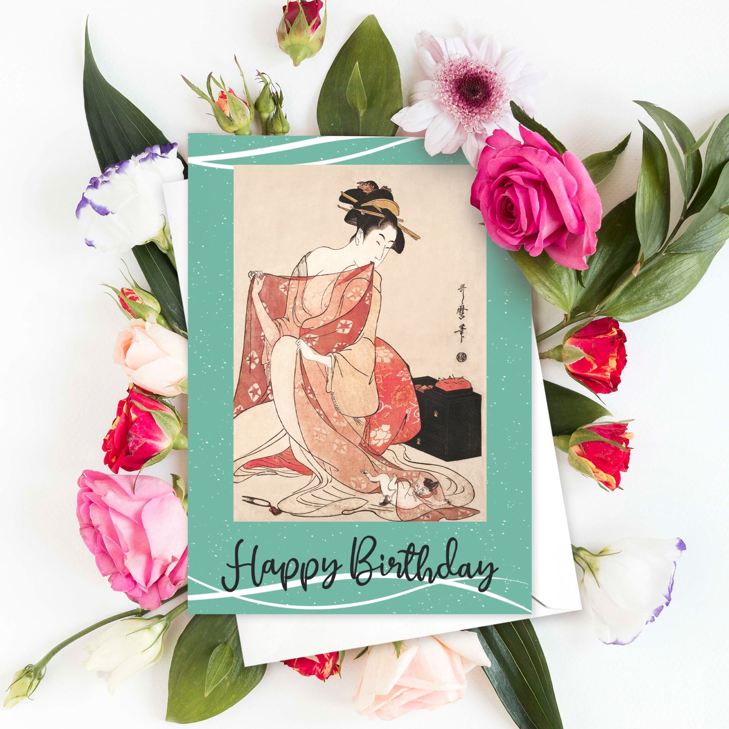 Japanese Ukiyo-e Birthday Cards – Set of 10 | Hiroshige, Kuniyoshi, Geisha, Samurai, Flowers