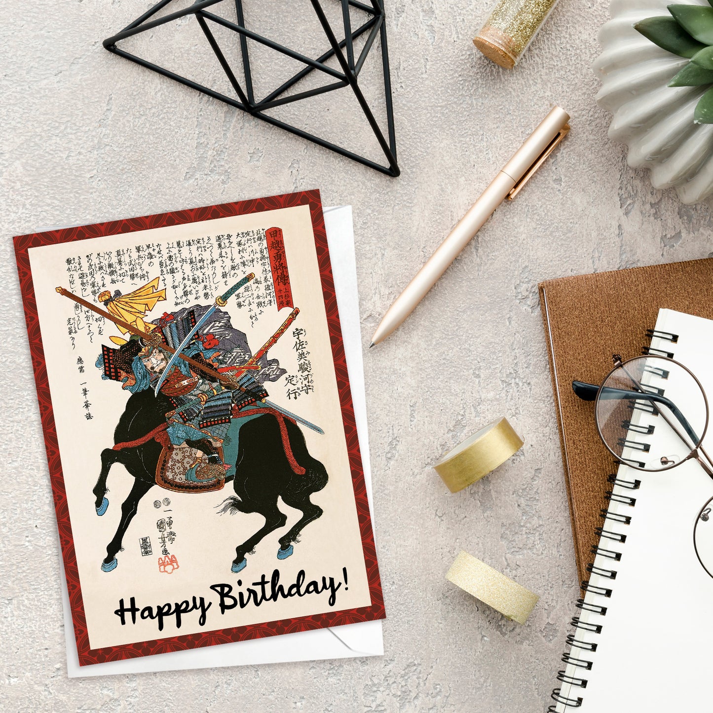 Japanese Ukiyo-e Birthday Cards – Set of 10 | Hiroshige, Kuniyoshi, Geisha, Samurai, Flowers