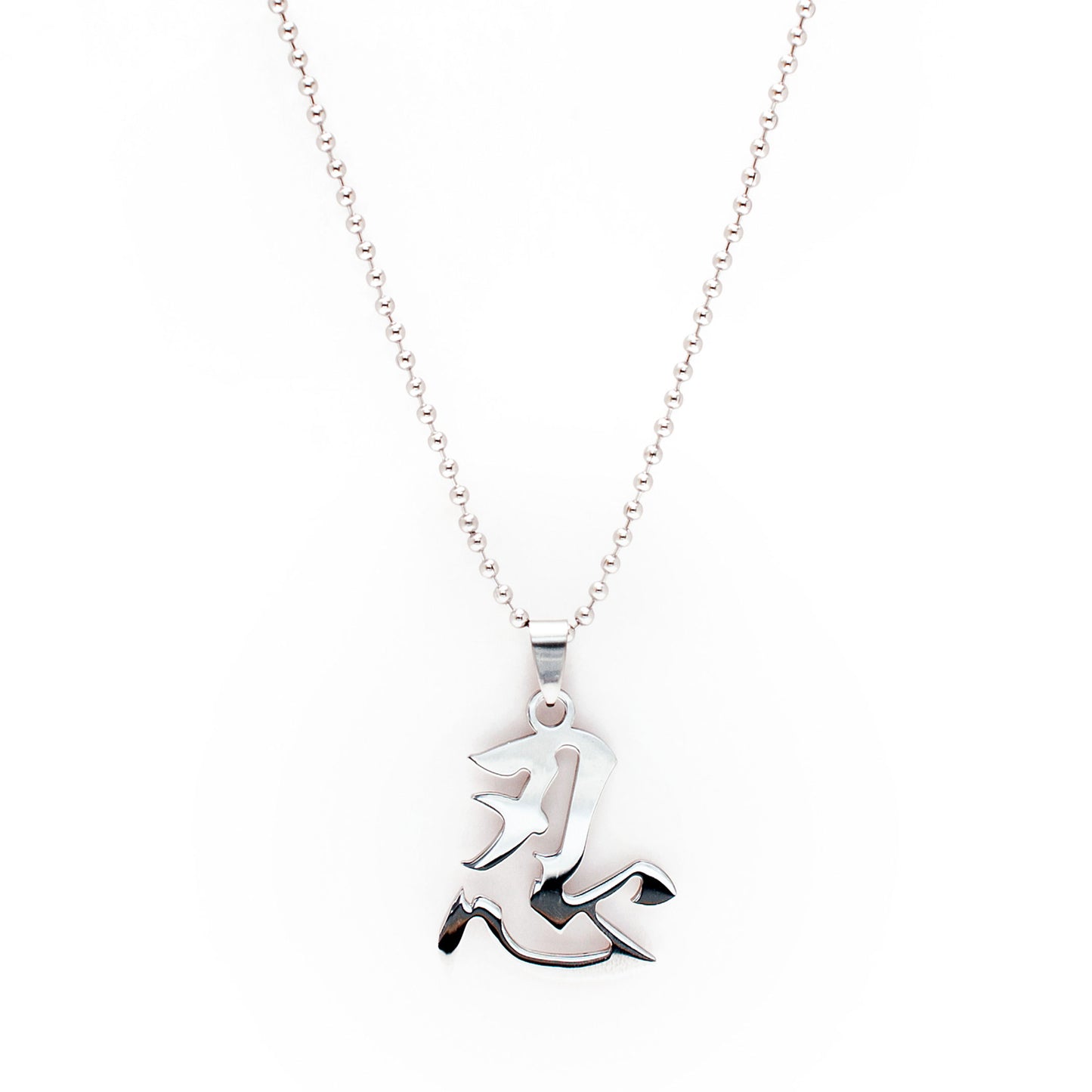 Ninja Pendant Necklace with Ball Chain in Silver Finish Stainless Steel