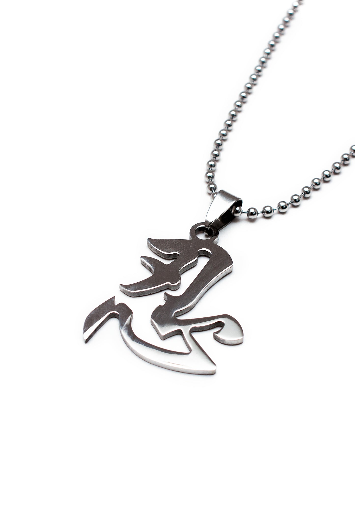 Ninja Pendant Necklace with Ball Chain in Silver Finish Stainless Steel