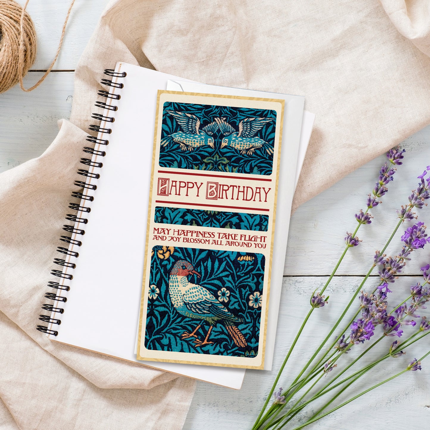 Set of 5 William Morris Greeting Cards – Long Format for Birthday & Congratulations