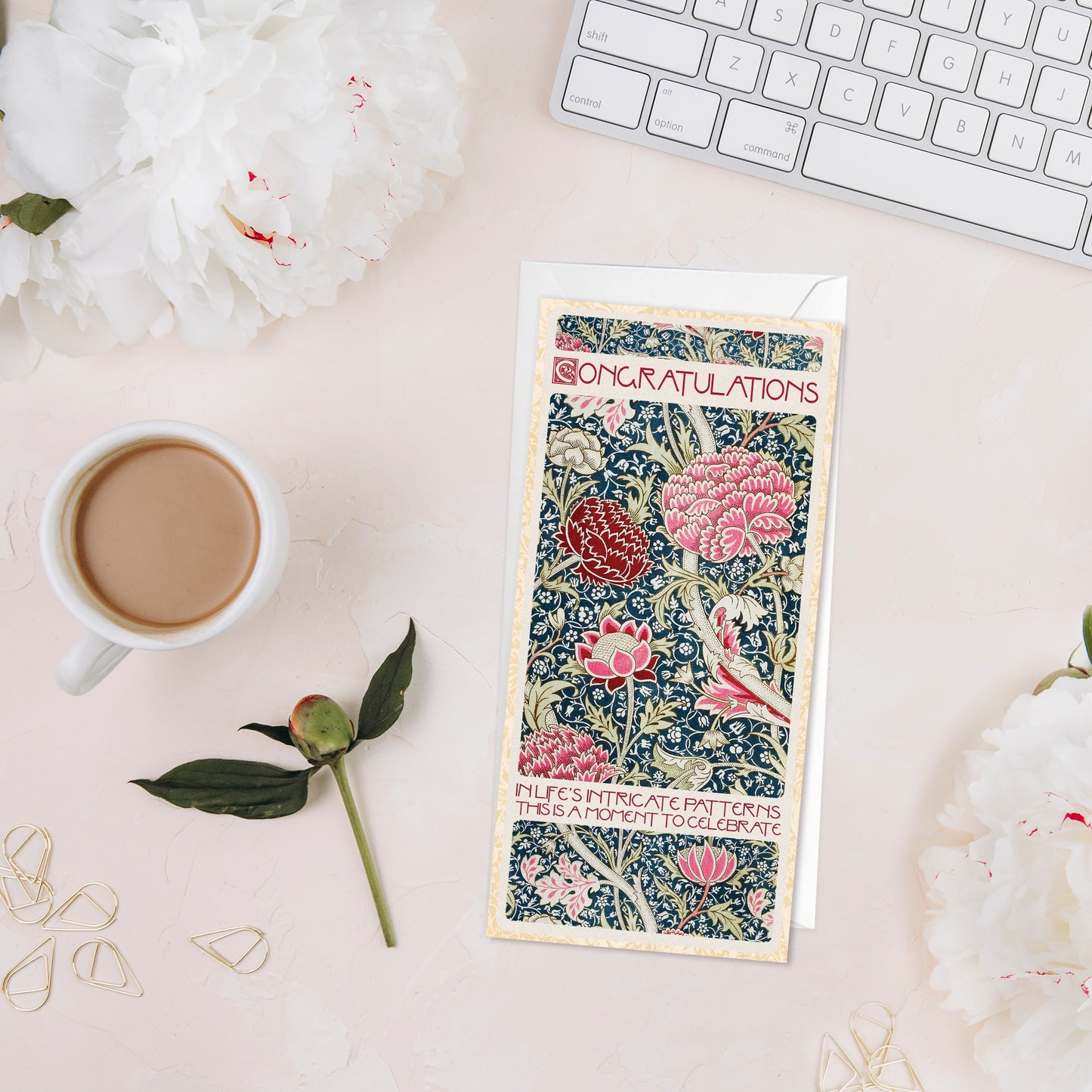 Set of 5 William Morris Greeting Cards – Tall Format for Birthday & Congratulations