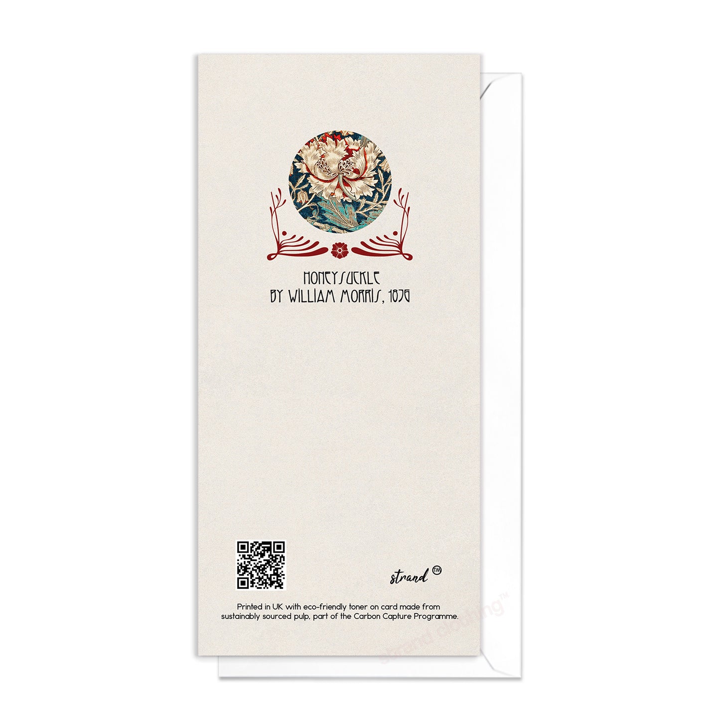 William Morris Honeysuckle Birthday Card – Elegant Long Floral Art Greeting Card DL Format