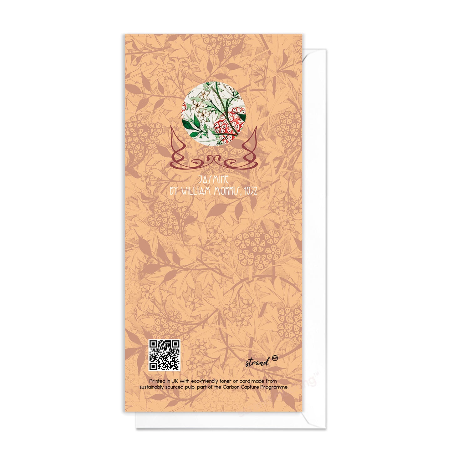 William Morris Jasmine Birthday Card – Elegant Long Floral Art Greeting Card DL Format