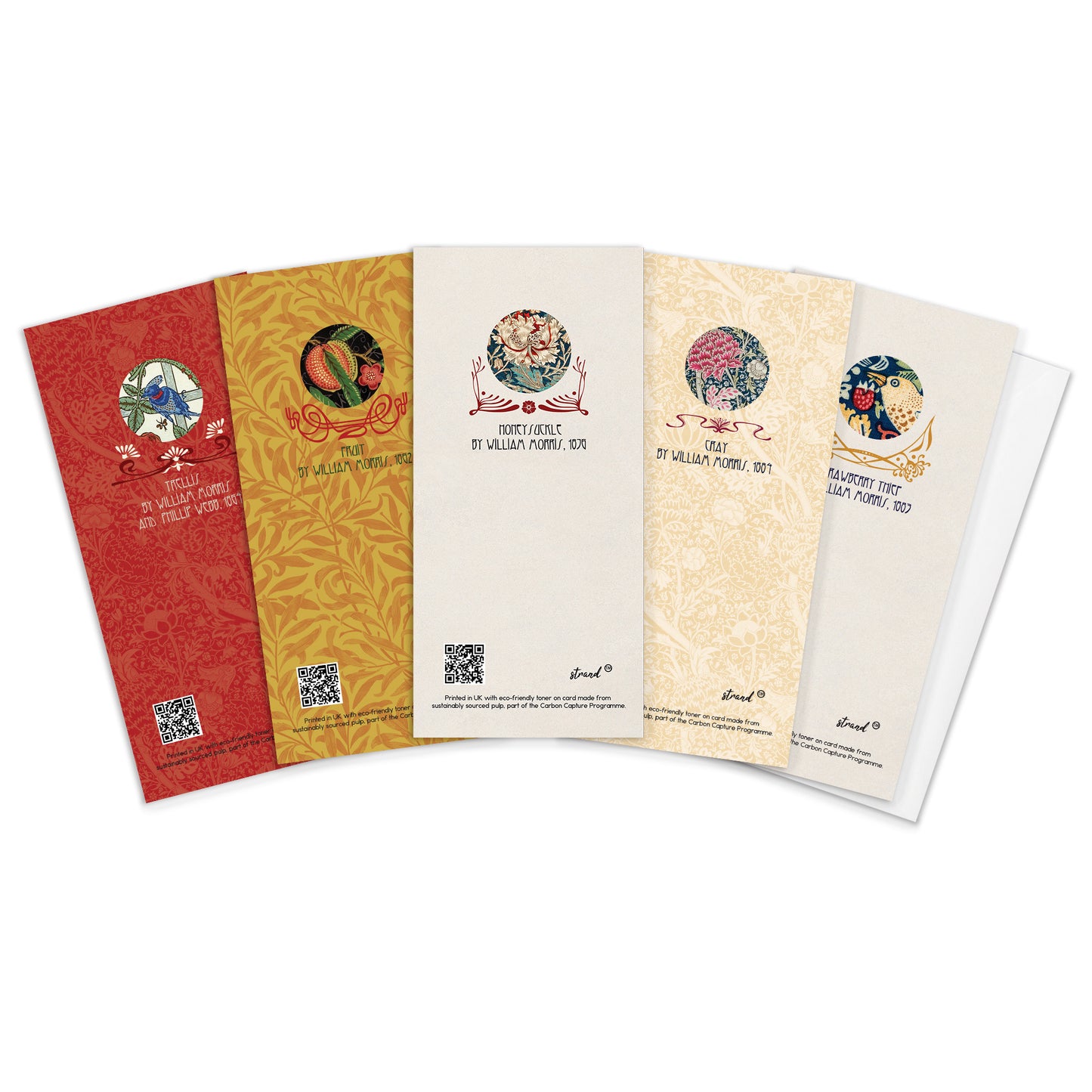 Set of 5 William Morris Greeting Cards – Tall Format for Birthday & Congratulations