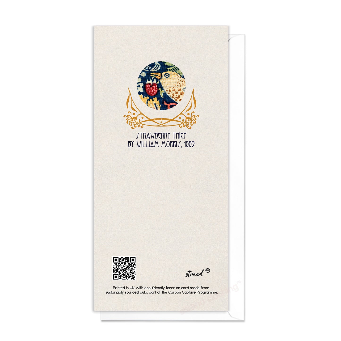 William Morris Strawberry Thief DL Greeting Card – Elegant Birthday Card, Vintage Art Nouveau Design
