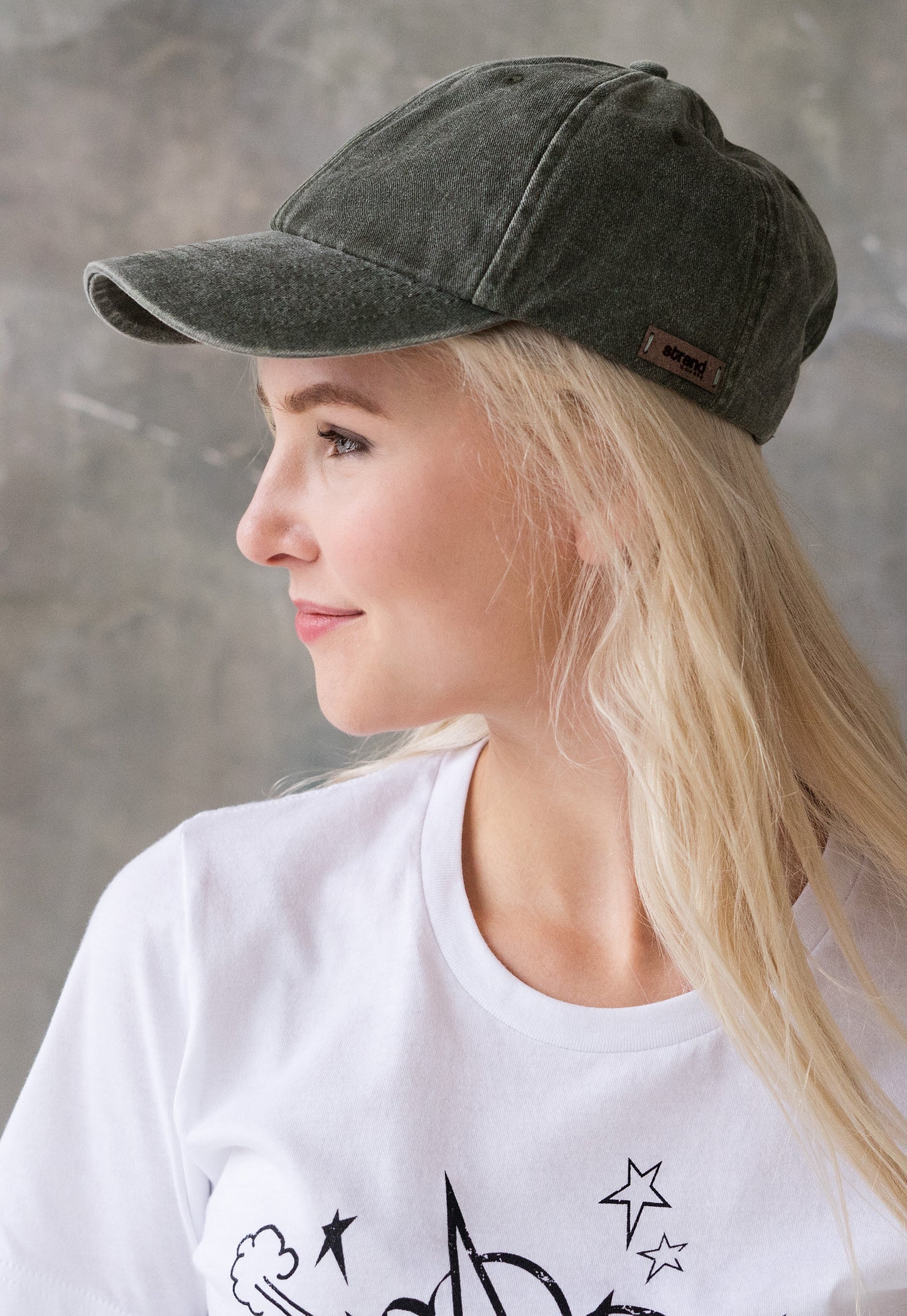 Washed Cotton Baseball Cap with Ultrasuede Patch - Distressed Khaki