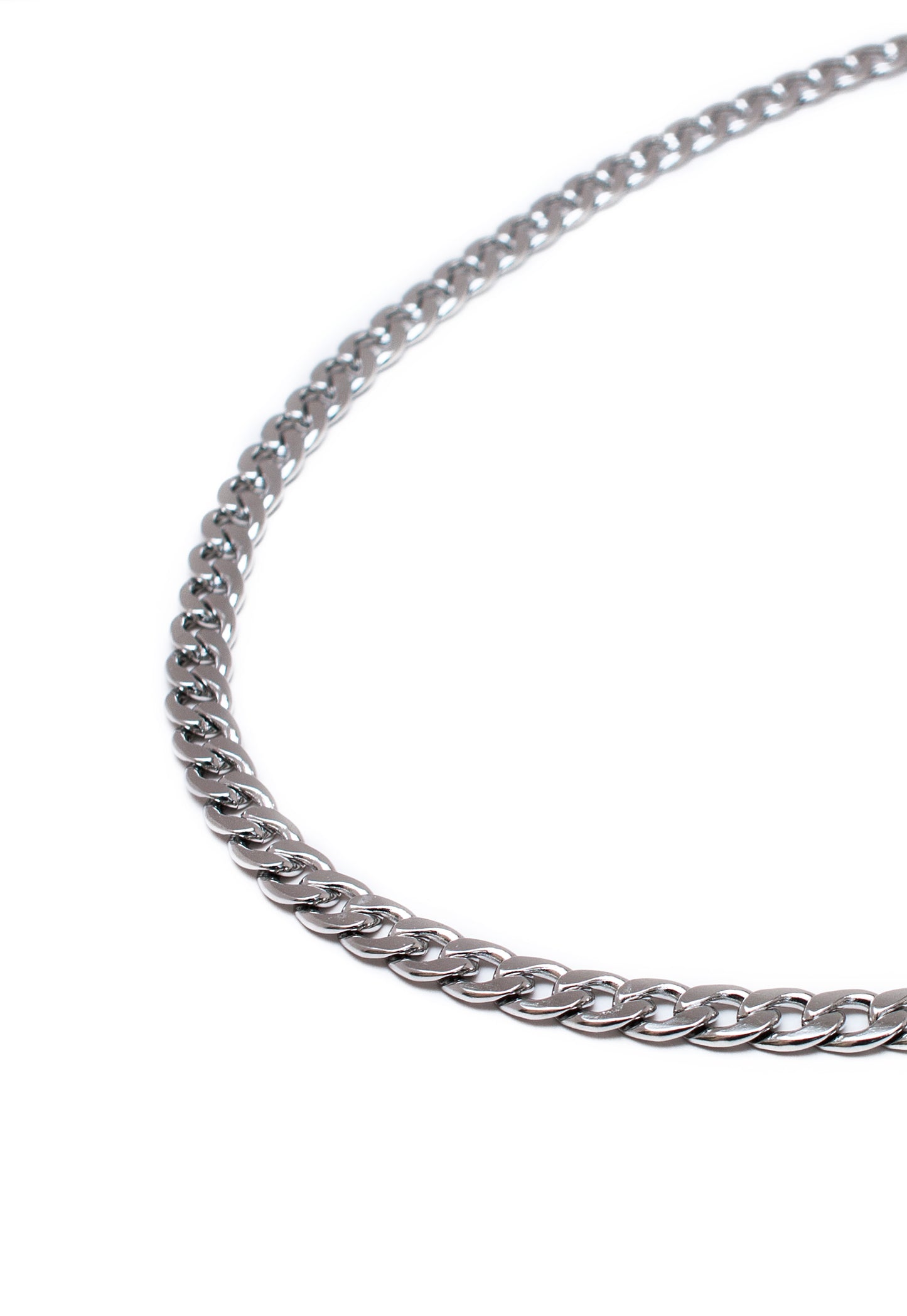 Curb Chain Necklace in Silver Finish Stainless Steel - Heavyweight