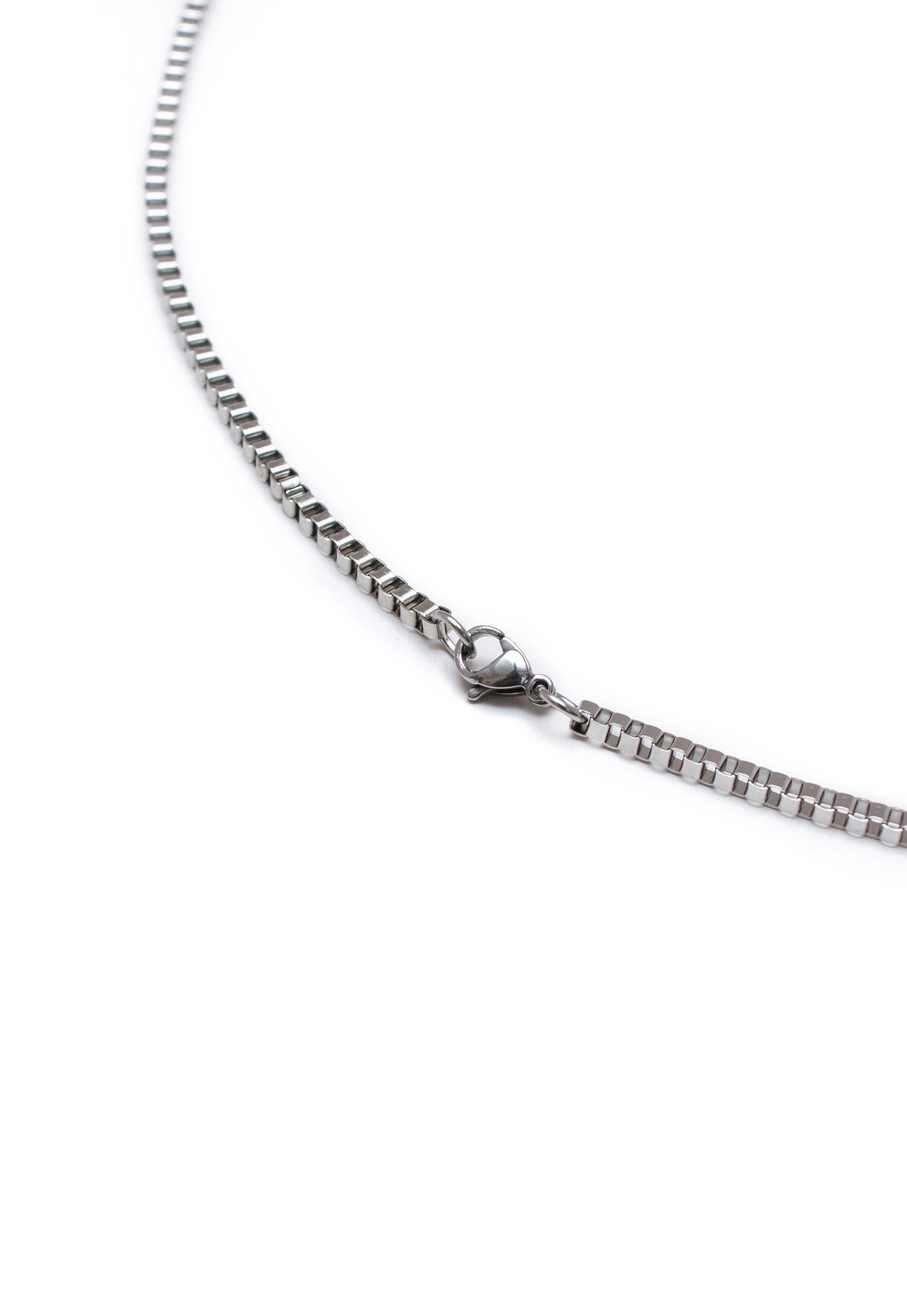 Box Chain Necklace in Silver Finish Stainless Steel - Square Link