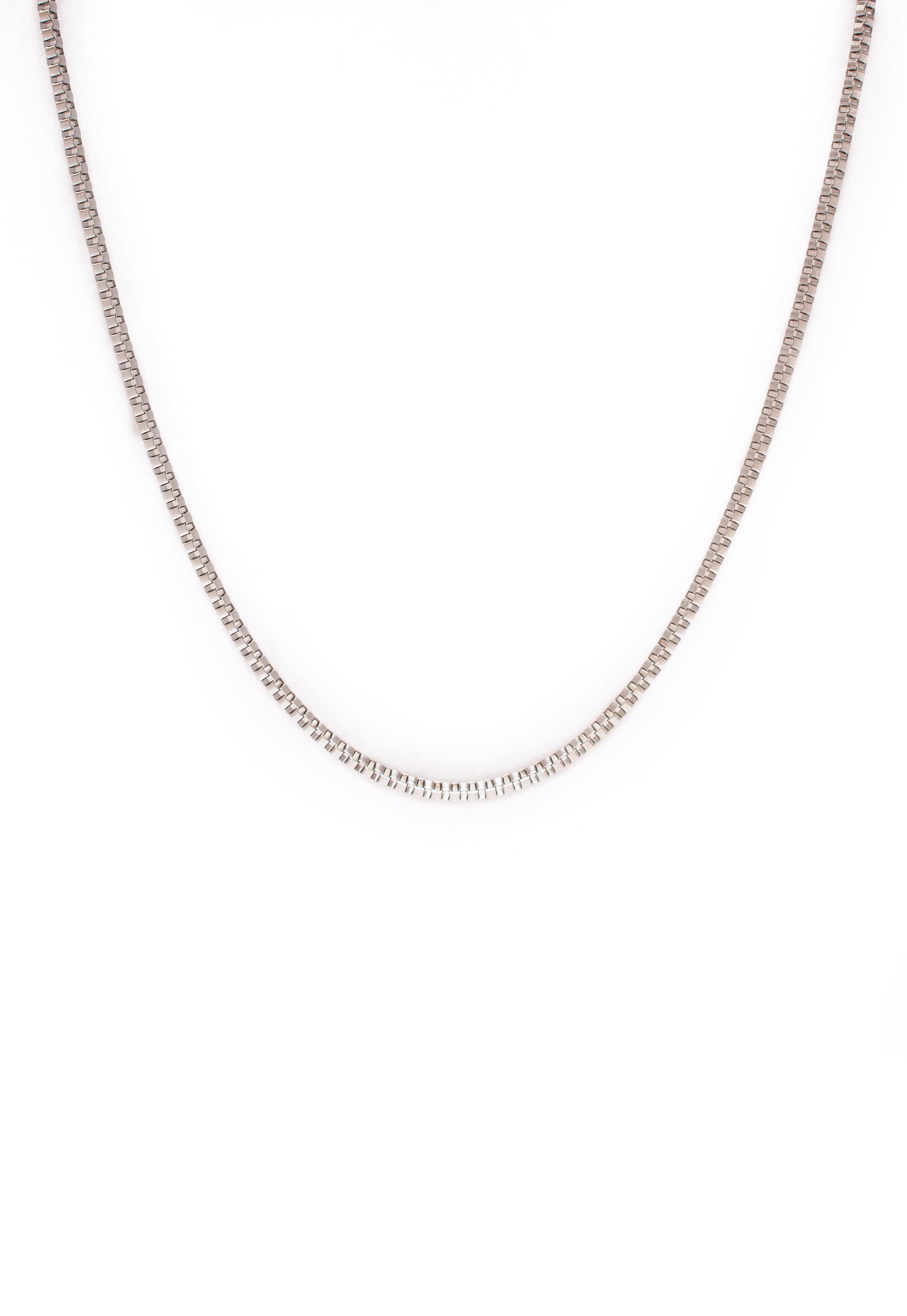 Box Chain Necklace in Silver Finish Stainless Steel - Square Link