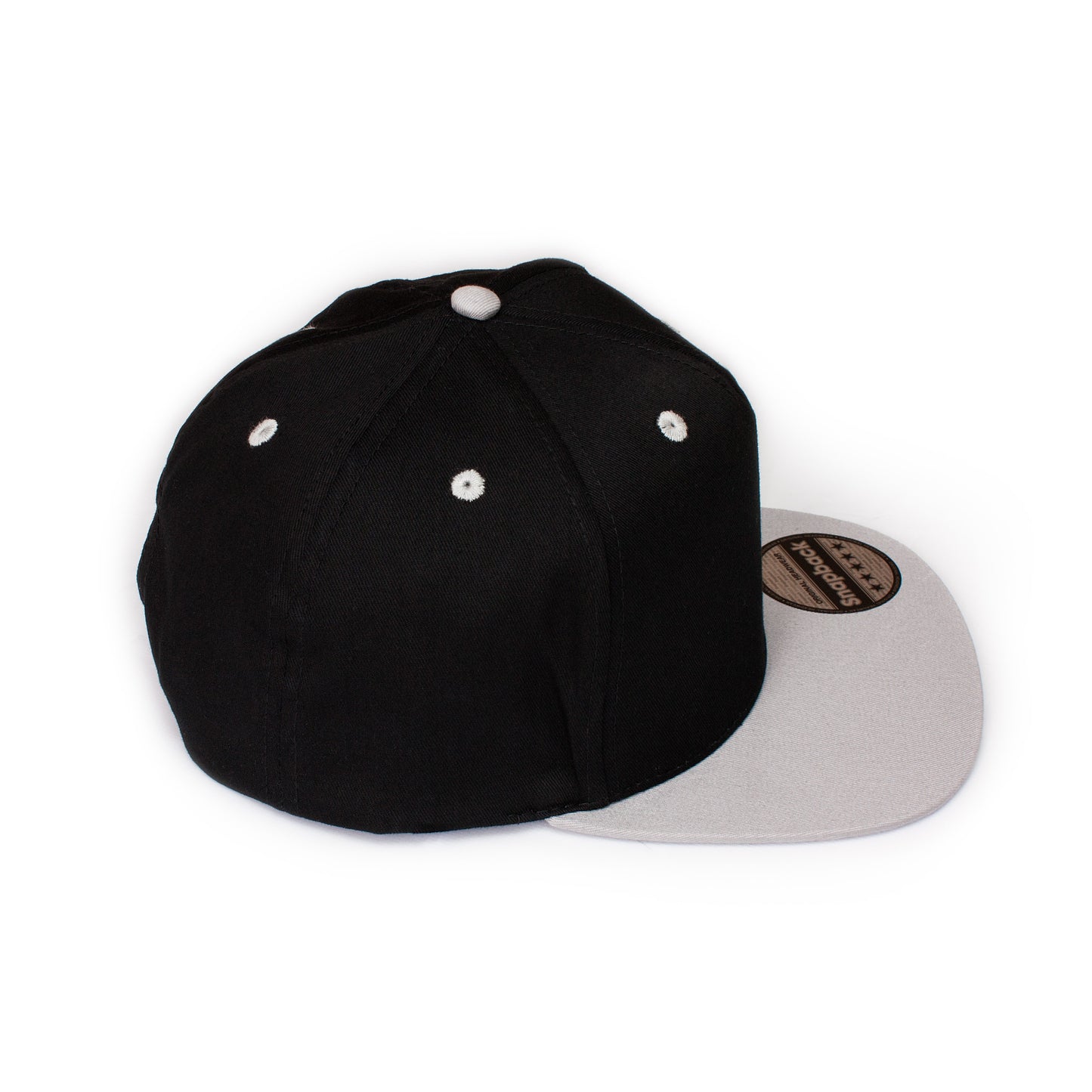 Snapback Baseball Cap with Japanese Applique – Black with Contrast Peak