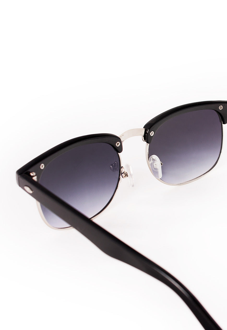 Black Half Frame Sunglasses with Gradient Lenses