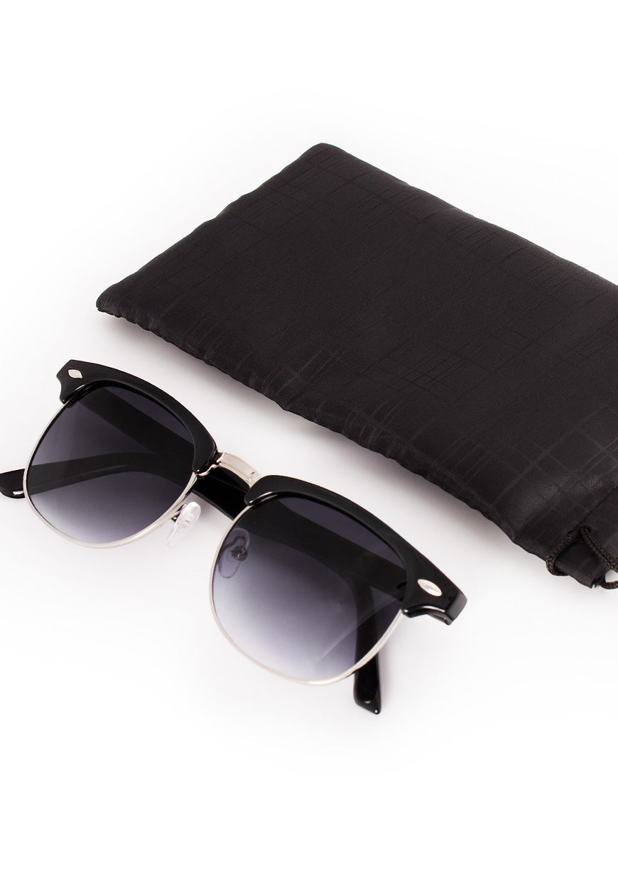 Black Half Frame Sunglasses with Gradient Lenses