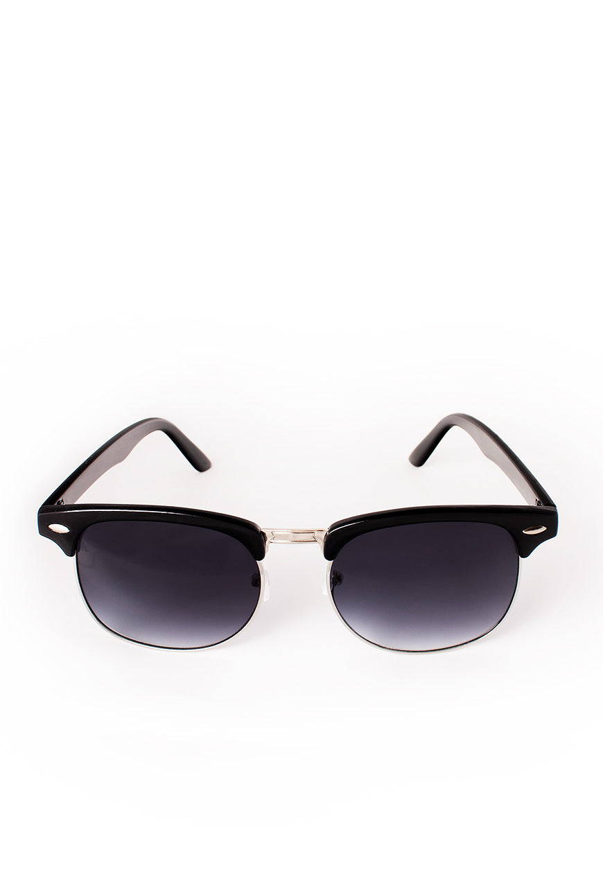 Black Half Frame Sunglasses with Gradient Lenses