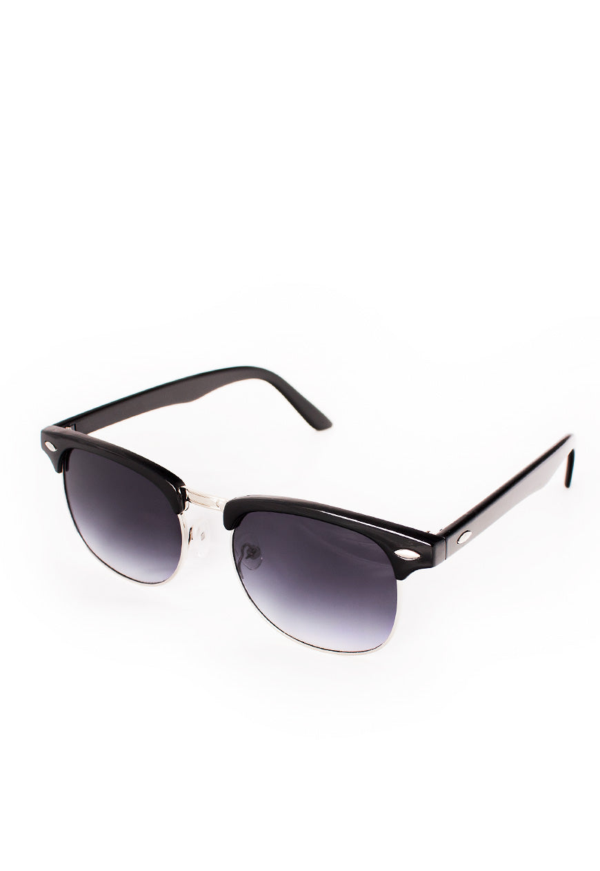 Black Half Frame Sunglasses with Gradient Lenses