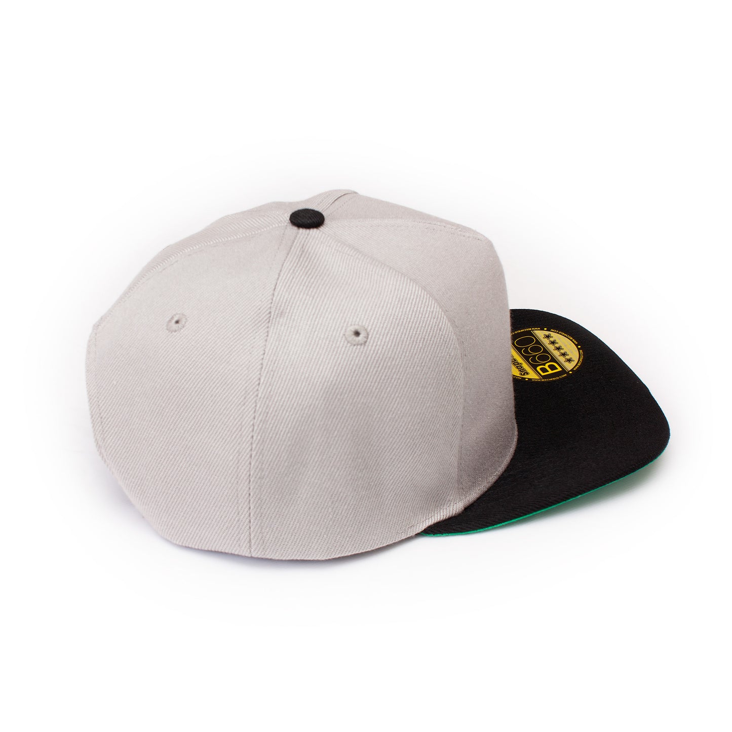 Snapback Baseball Cap with Japanese Applique – Grey with Green Underpeak