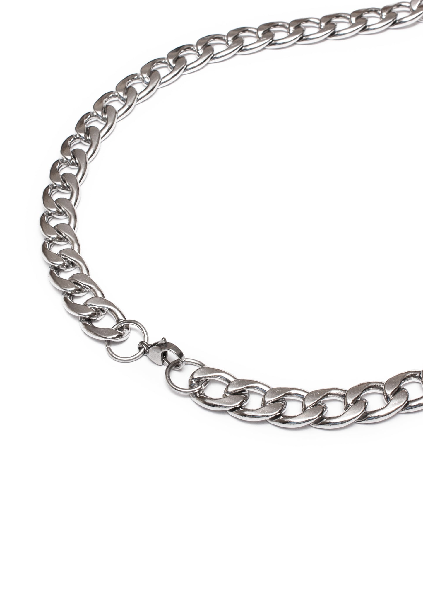 Curb Chain Necklace in Silver Finish Stainless Steel - Ultra Heavyweight