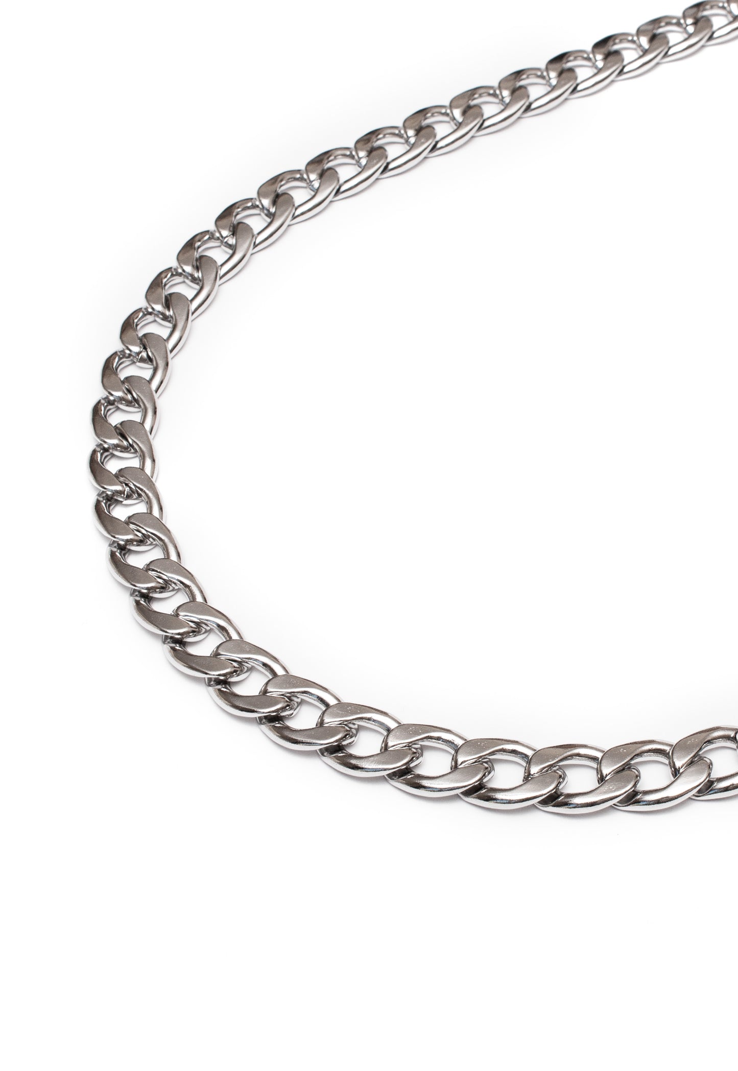 Curb Chain Necklace in Silver Finish Stainless Steel - Ultra Heavyweight