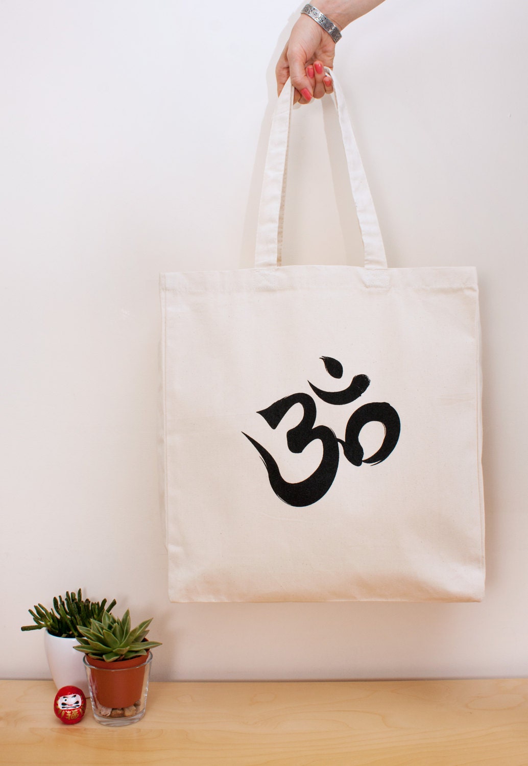 Om Ohm Aum Tote Cotton Canvas Tote Shopper Bag Screen Printed Eco Friendly Market Tote Yoga Art Buddhism Meditation Hinduism Hindu Buddhist