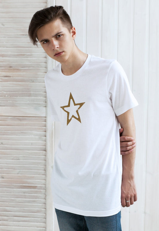 Star T Shirt Geometric Abstract Minimalist Distressed Retro Vintage 80s 90s Y2K Gold Print Hipster Design Mens Womens Printed Tee T-Shirt