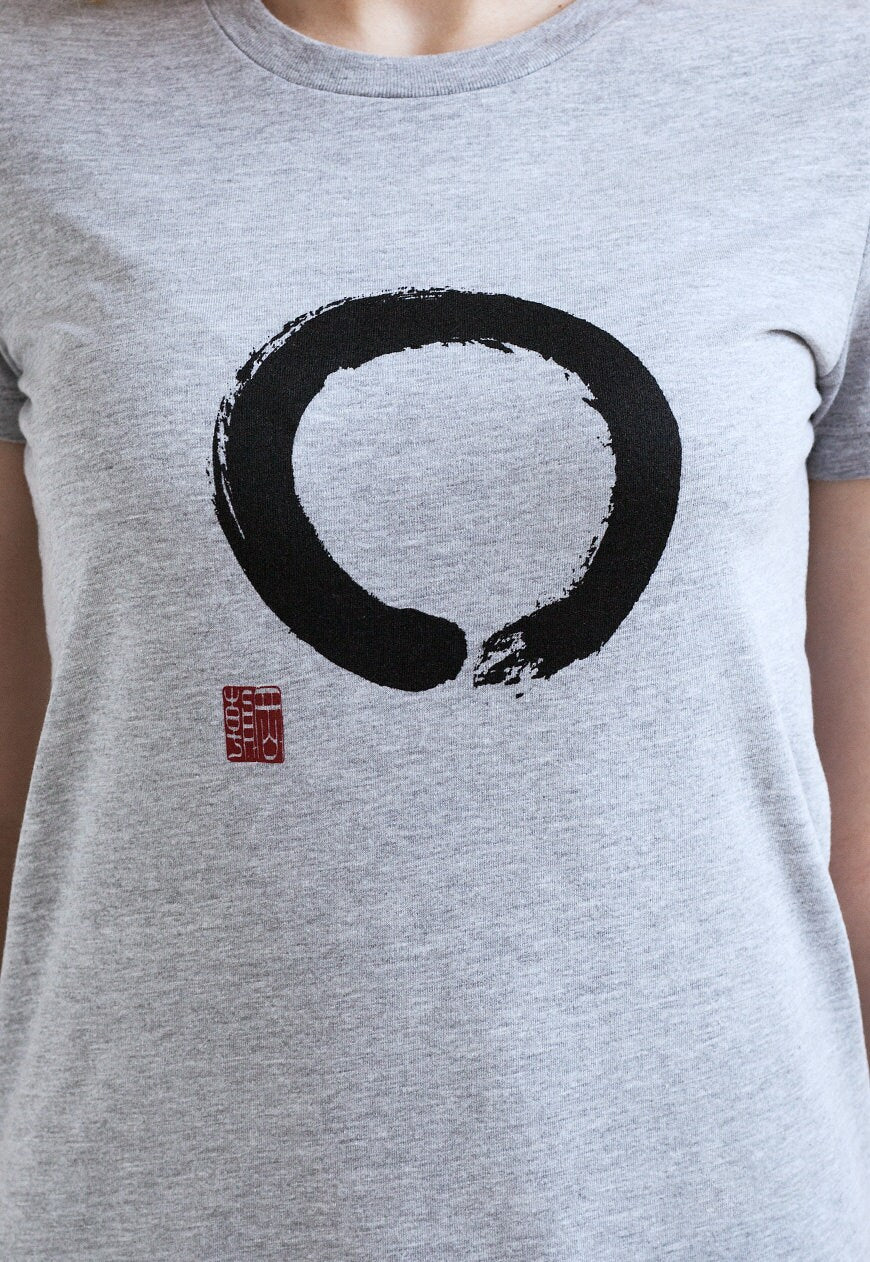 Japanese T Shirt Enso Circle - Japan Calligraphy Buddhism Yoga Zen Ensou Positive Inspiratonal Aesthetic Graphic Printed Womens Girls Tee
