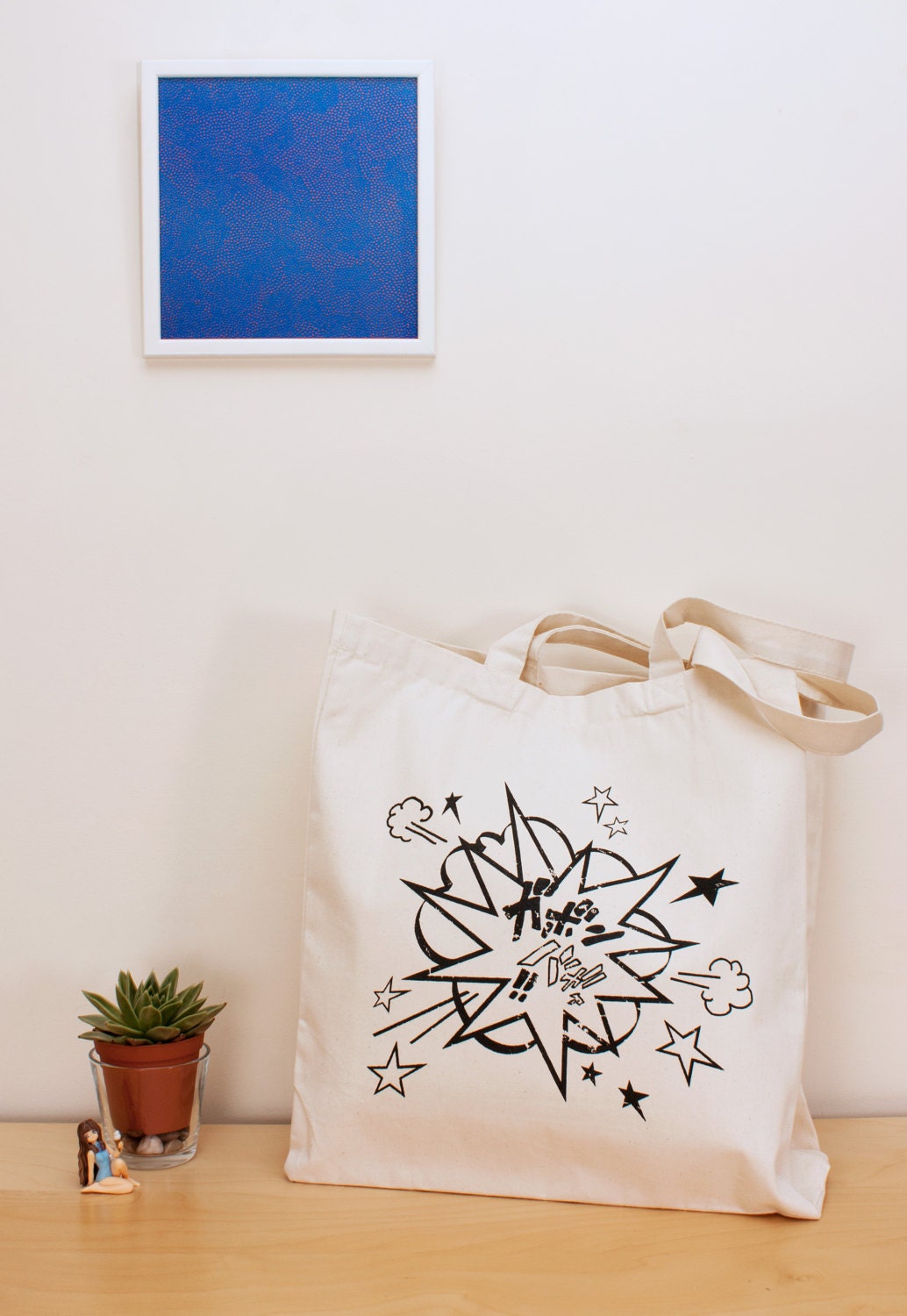 Manga Explosion Tote – Japanese Japan Kawaii Manga Anime Cotton Canvas Tote Shopper Bag Screen Printed Eco Friendly Market Comics Comic Book