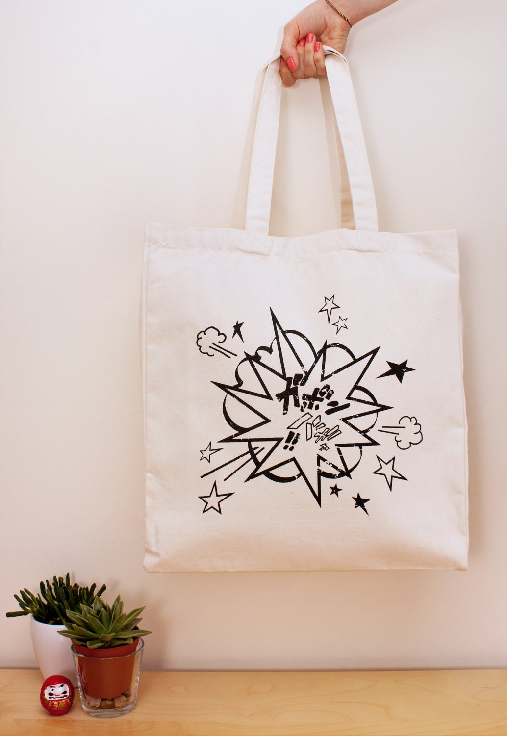 Manga Explosion Tote – Japanese Japan Kawaii Manga Anime Cotton Canvas Tote Shopper Bag Screen Printed Eco Friendly Market Comics Comic Book