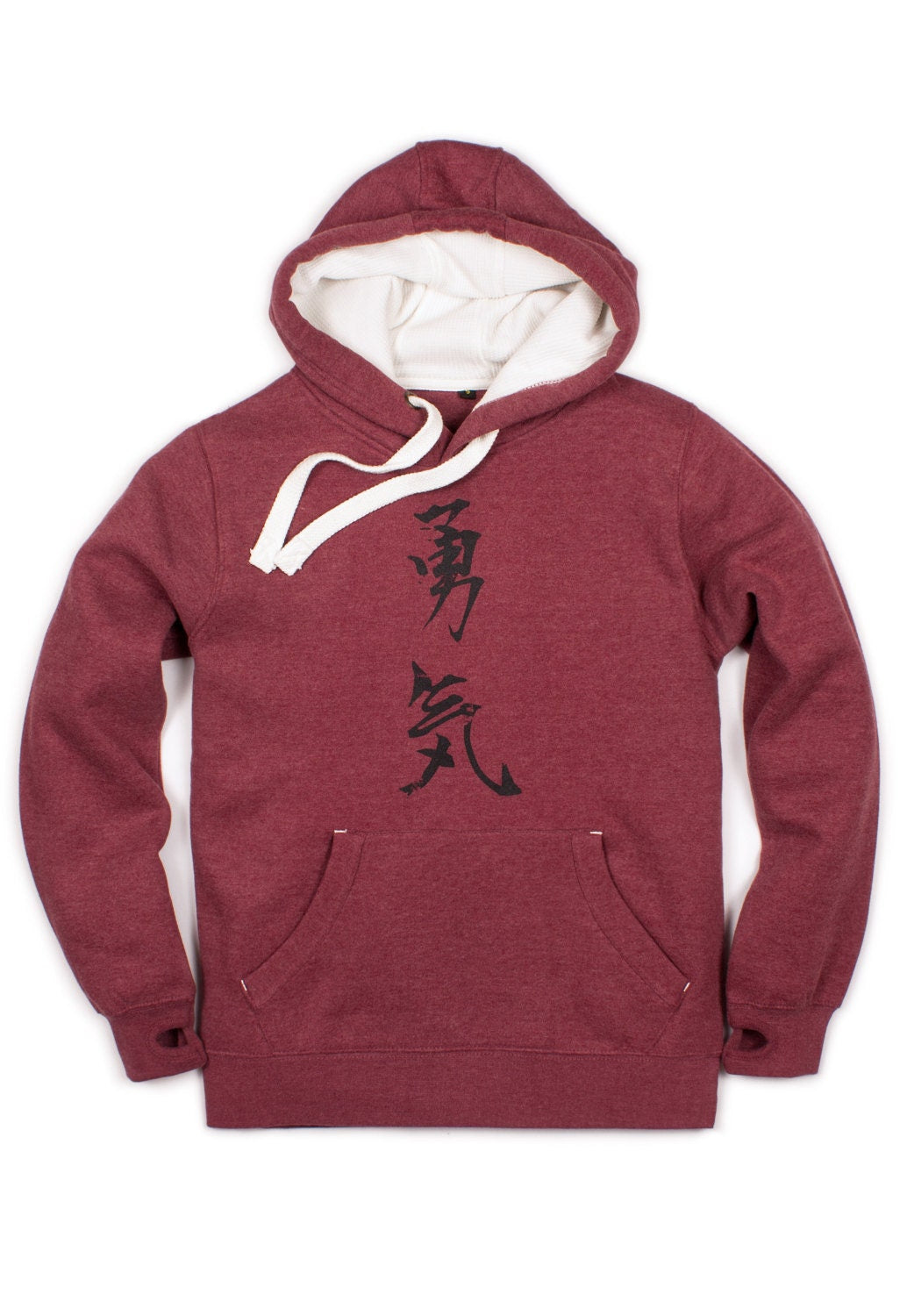 Japanese Hoodie Yuki/Courage Japan Calligraphy Positive Motivational Jumper with Thumb Hole Cuffs Mens Womens Printed Sweatshirt Hooded Top