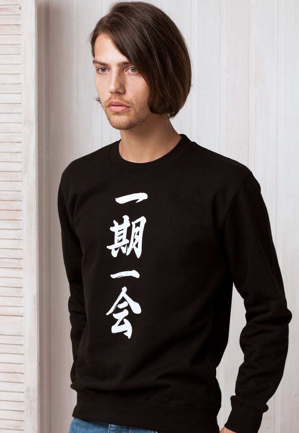 Japanese Sweatshirt Ichigo Ichie Japan Writing Kanji Calligraphy Buddhist Yoga Zen Inspirational Quotes Mens Womens Jumper Pullover Sweater