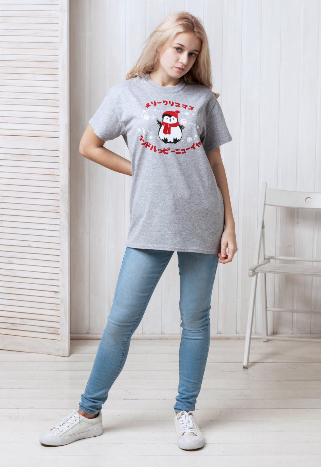 Japanese T Shirt Kawaii Christmas Penguin Santa Japan Anime Manga Holiday Xmas Happy New Year Cute Snowflake Printed Mens Womens Printed Tee