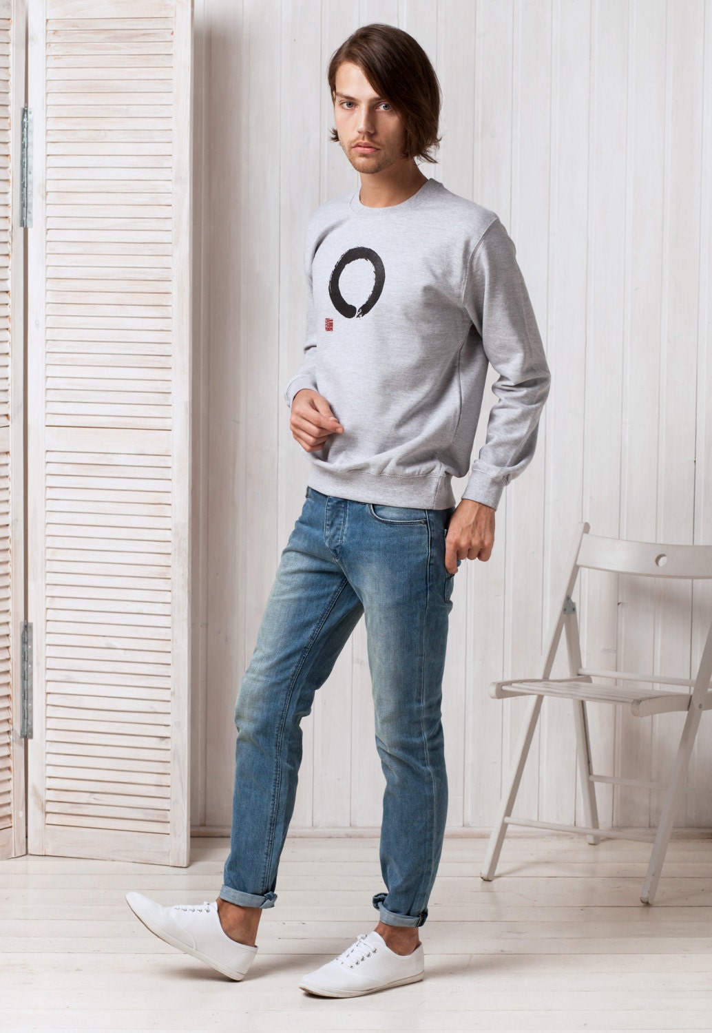 Japanese Sweatshirt Enso Circle - Japan Calligraphy Buddhism Buddhist Yoga Zen Ensou Positive Men's Women's Unisex Jumper Long Sleeve Shirt