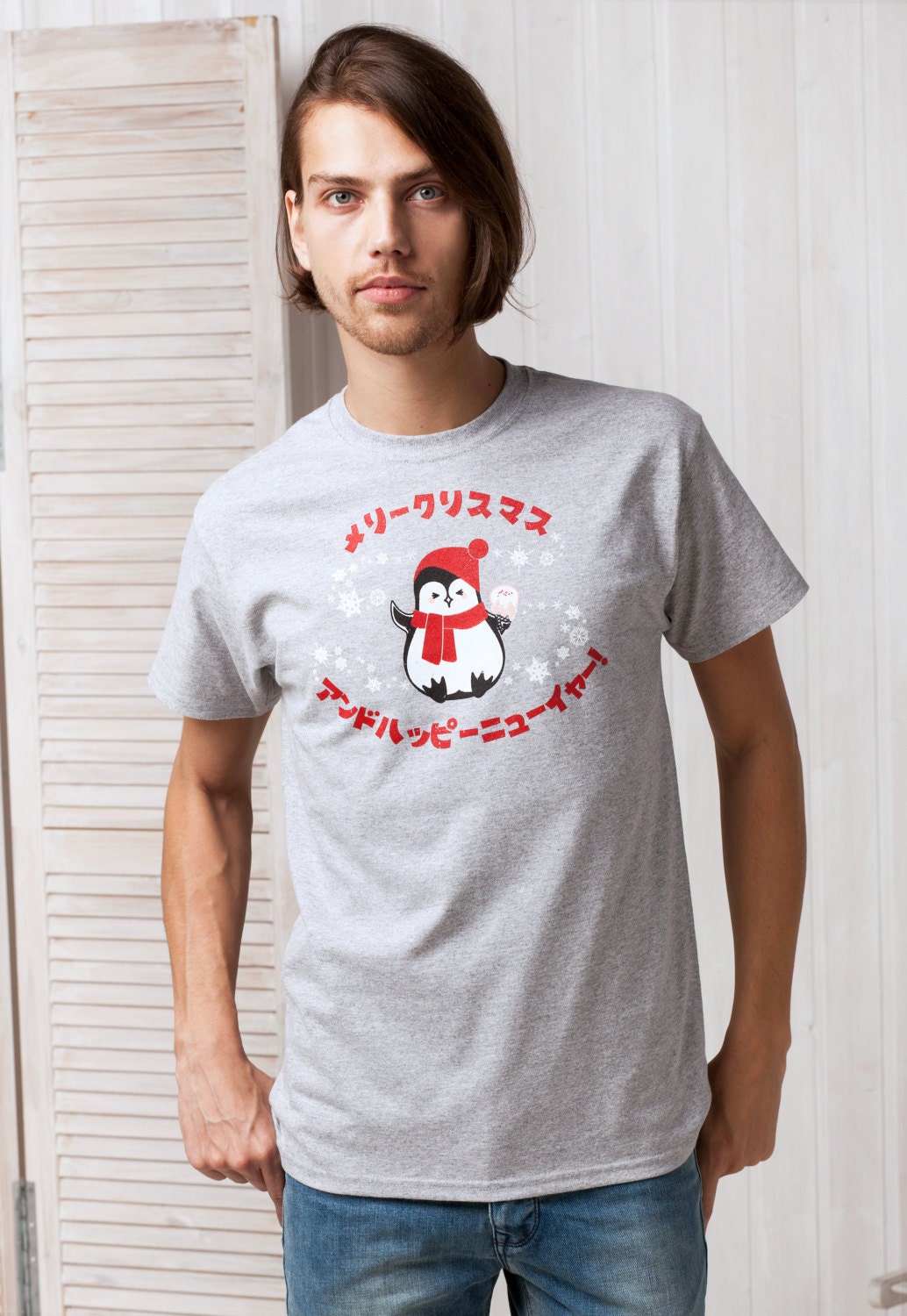 Japanese T Shirt Kawaii Christmas Penguin Japan Anime Manga Holiday Xmas Happy New Year Cute Snowflake Santa Printed Mens Womens Tee T-shirt