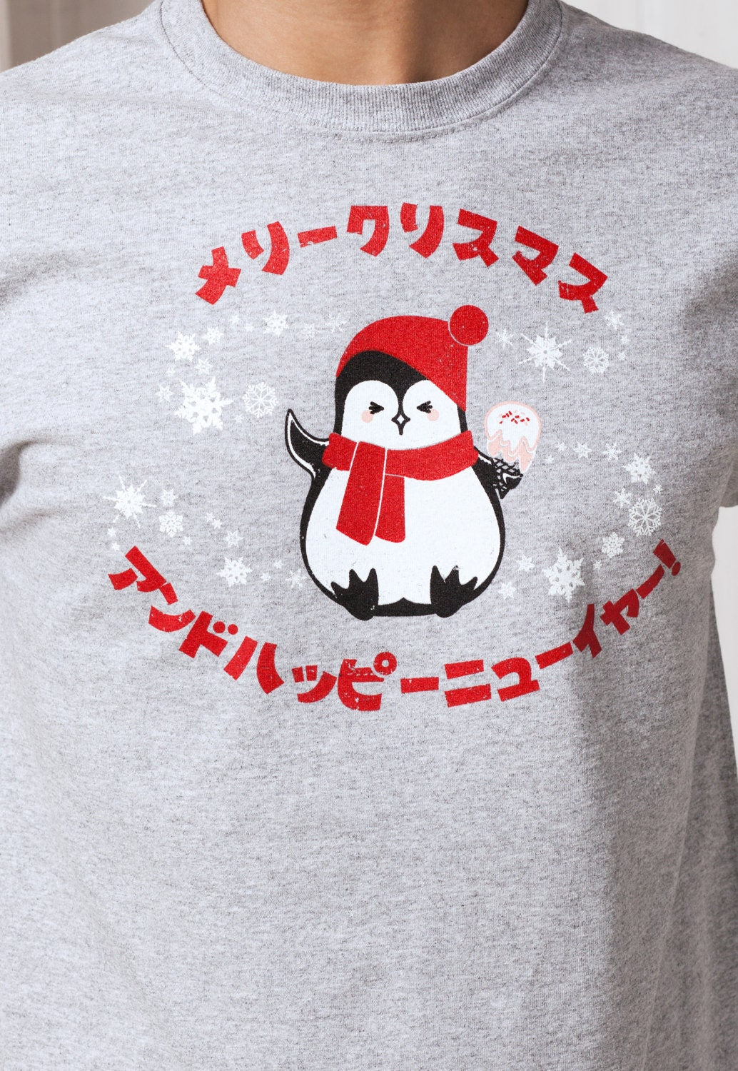 Japanese T Shirt Kawaii Christmas Penguin Japan Anime Manga Holiday Xmas Happy New Year Cute Snowflake Santa Printed Mens Womens Tee T-shirt