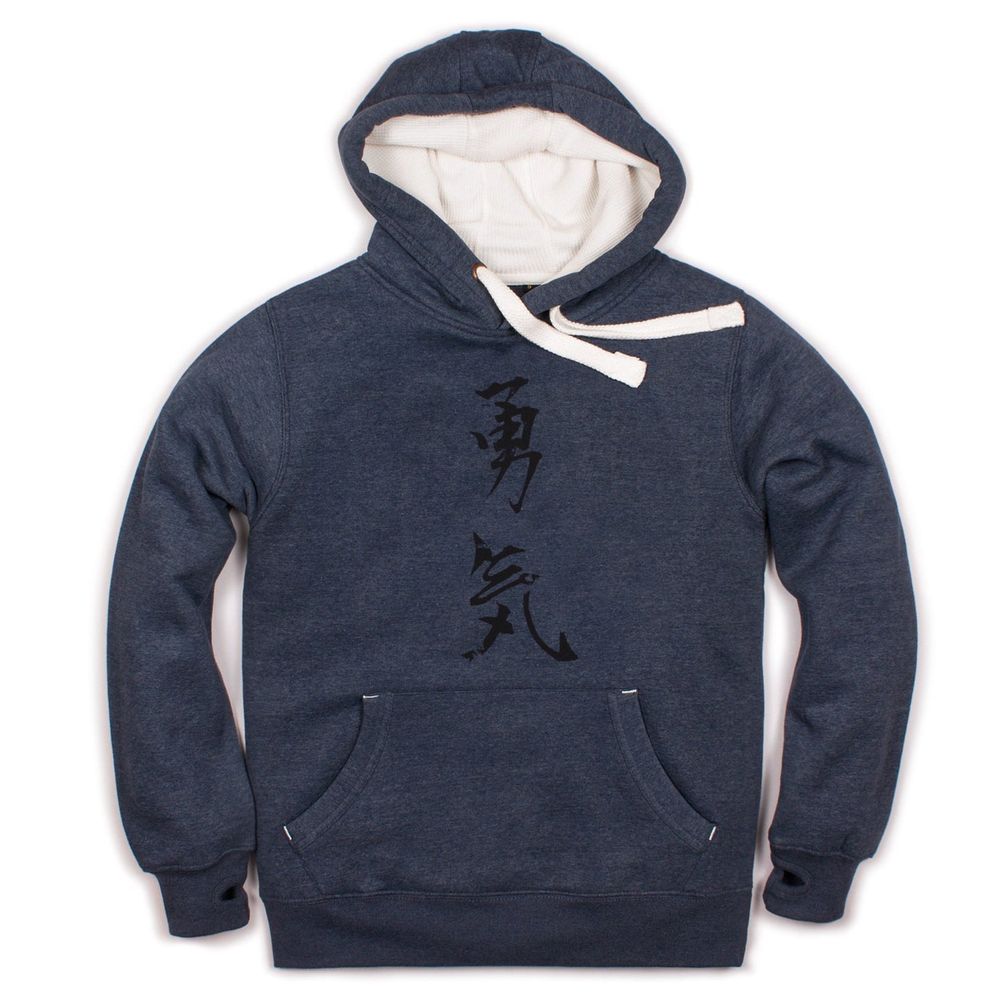 Japanese Hoodie Yuki/Courage - Japan Calligraphy Positive Motivational Jumper with Thumb Hole Cuffs Sweatshirt Hooded Top