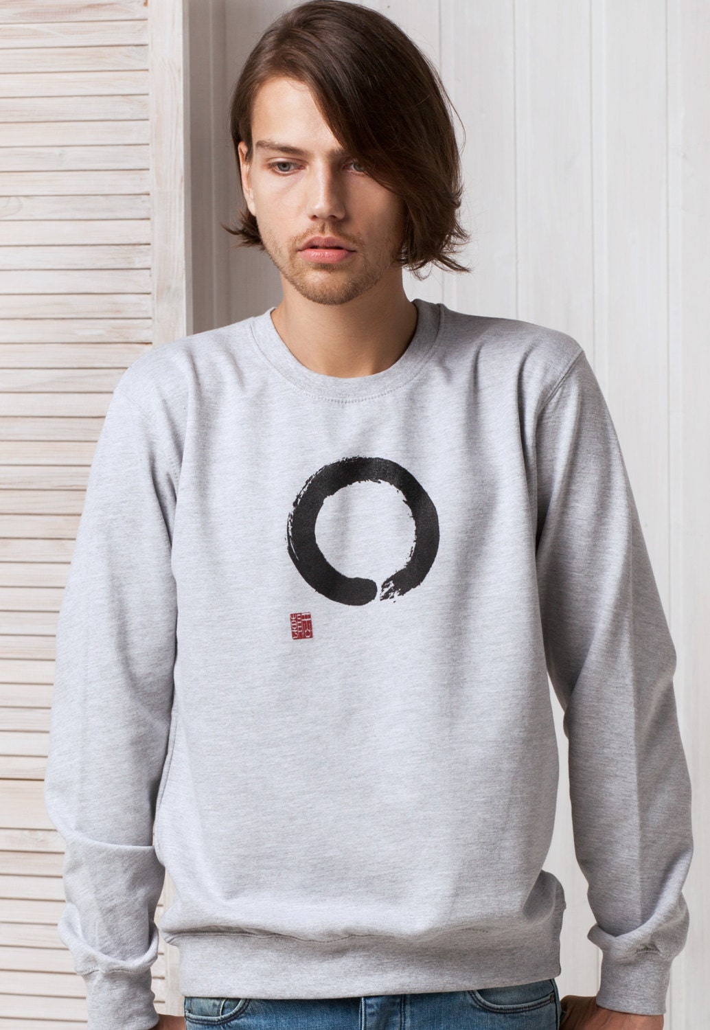 Japanese Sweatshirt Enso Circle - Japan Calligraphy Buddhism Buddhist Yoga Zen Ensou Positive Men's Women's Unisex Jumper Long Sleeve Shirt