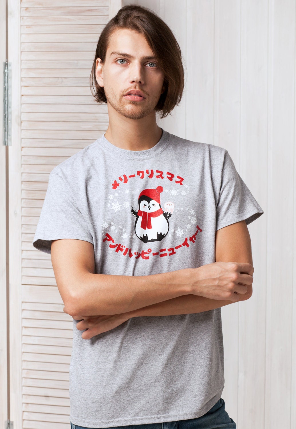 Japanese T Shirt Kawaii Christmas Penguin Japan Anime Manga Holiday Xmas Happy New Year Cute Snowflake Santa Printed Mens Womens Tee T-shirt