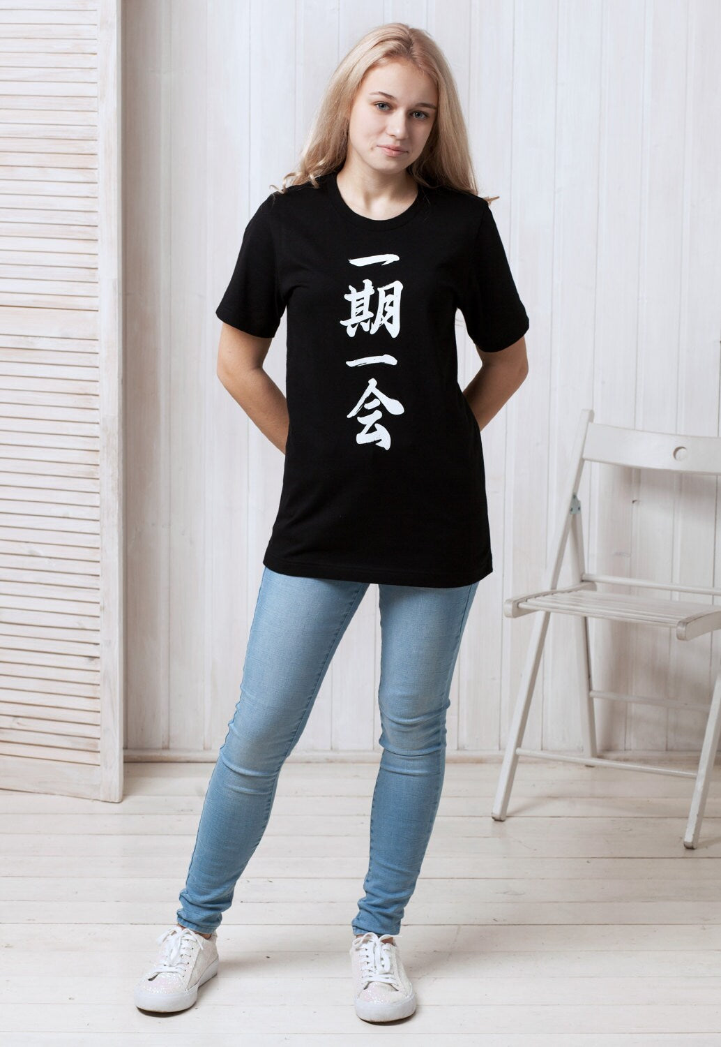 Japanese T Shirt - Ichigo Ichie Japan Calligraphy Buddhist Yoga Zen Positive Motivational Meditation Martial Arts Women's Ladies Printed Top
