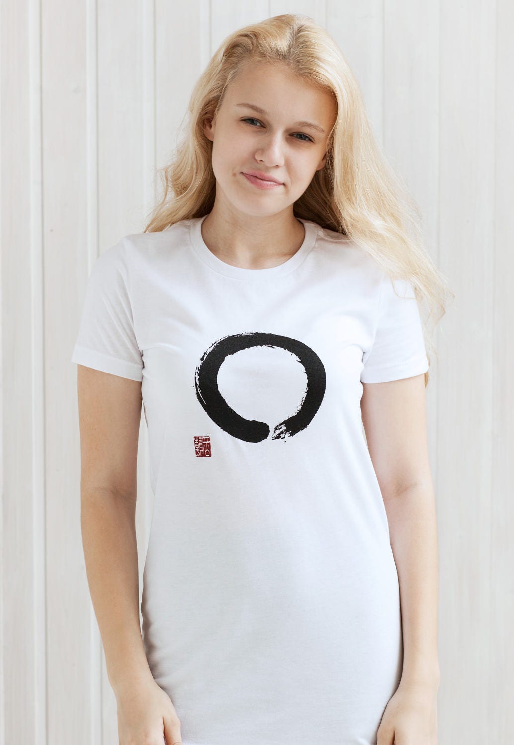 Japanese T Shirt Enso Circle - Japan Calligraphy Buddhism Anime Manga Kawaii Ukiyo-e Traditional Yoga Zen Inspirational Printed Women's Tee