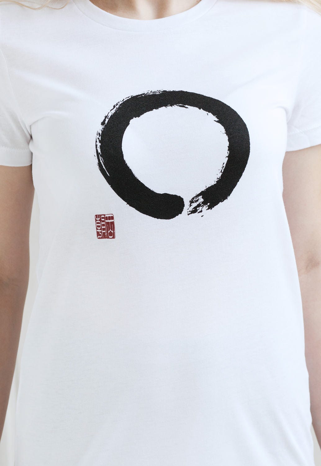 Japanese T Shirt Enso Circle - Japan Calligraphy Buddhism Anime Manga Kawaii Ukiyo-e Traditional Yoga Zen Inspirational Printed Women's Tee