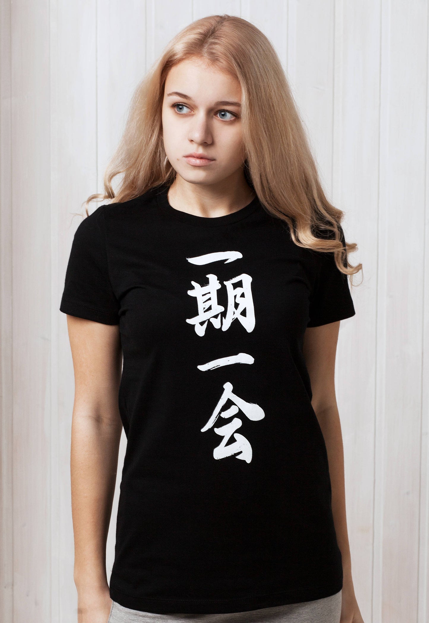 Japanese T Shirt - Ichigo Ichie Japan Calligraphy Buddhist Yoga Zen Positive Martial Arts Women's Ladies Printed Tee Inspirational Wisdom
