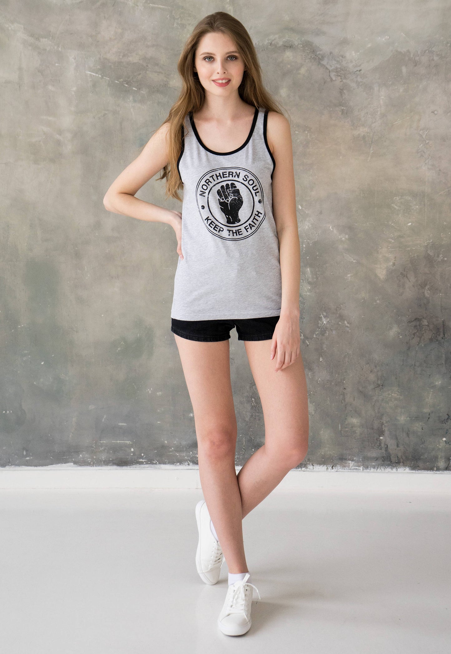 Northern Soul Tank Top Keep The Faith Fist Logo Retro Motown Wigan Casino Mod 60s Cami Women's Men's Printed Retro Ringer Tee T Shirt Vest
